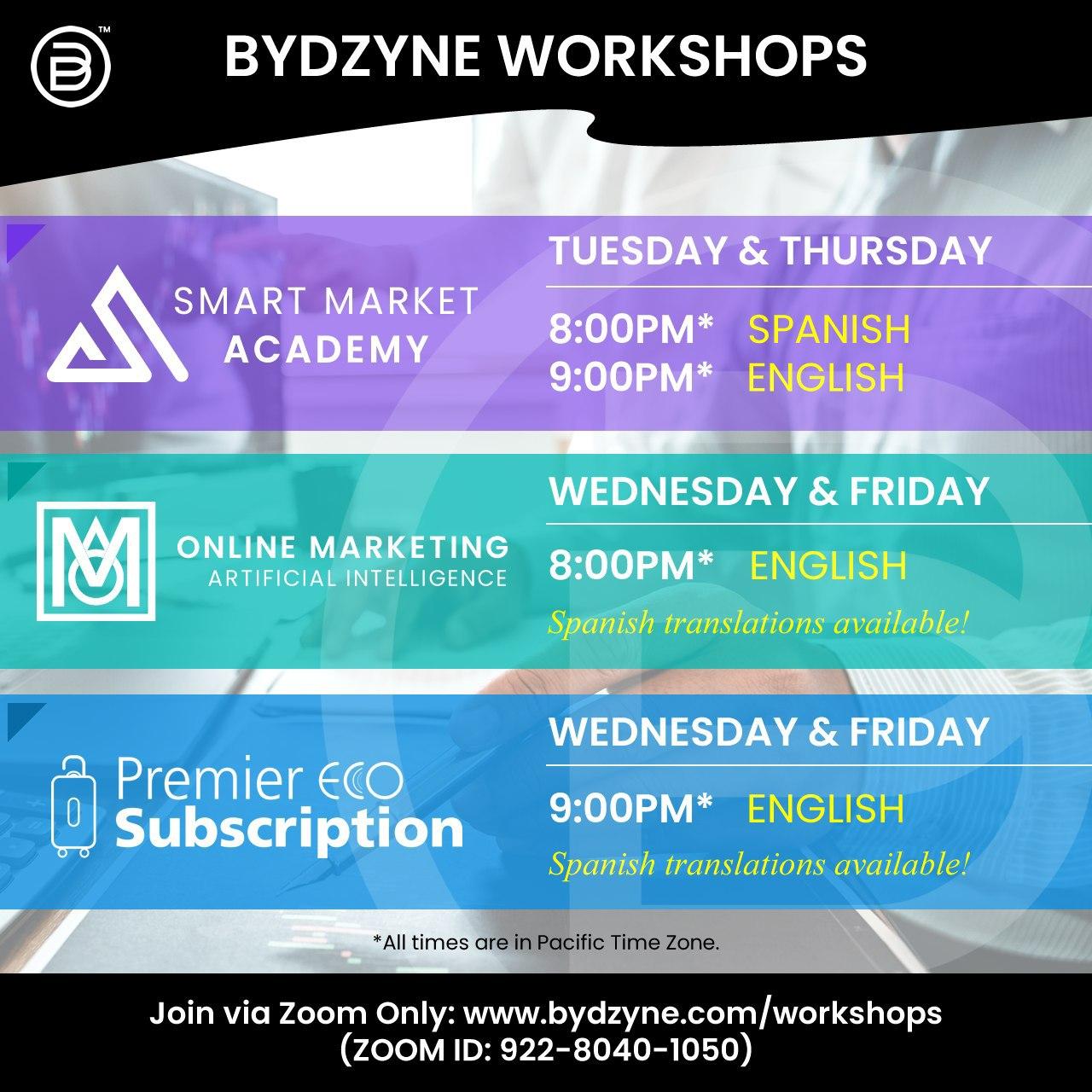 ByDzyne Weekly Workshops start next week!