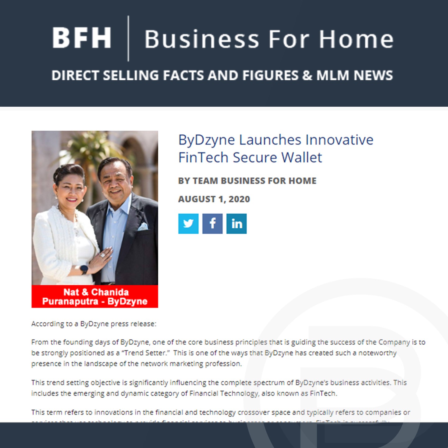 BFH: ByDzyne Launches Innovative FinTech Secure Wallet