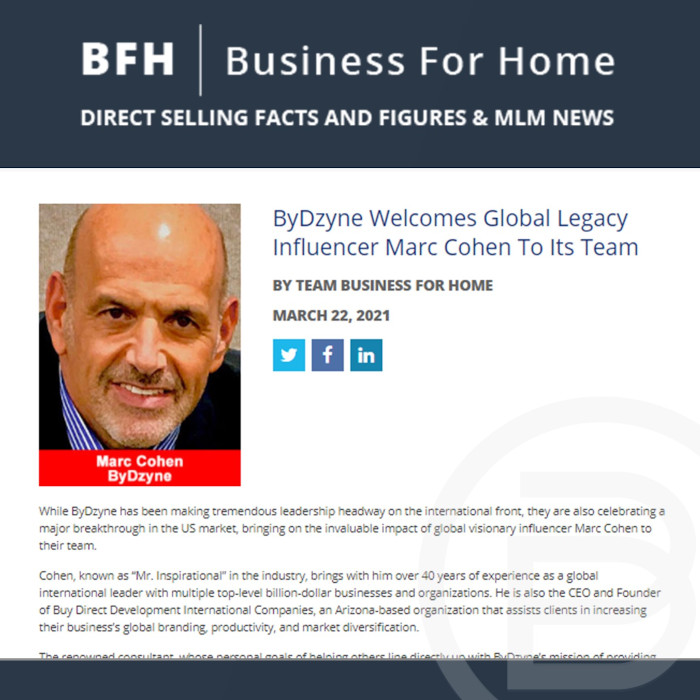 BFH: ByDzyne Welcomes Global Legacy Influencer Marc Cohen To Its Team
