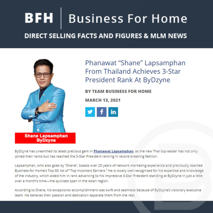 BFH: Phanawat Shane Lapsamphan From Thailand Achieves 3-Star President Rank At ByDzyne