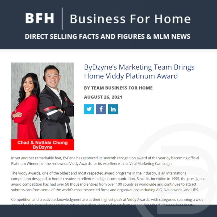 BFH: ByDzyne’s Marketing Team Brings Home Viddy Platinum Award