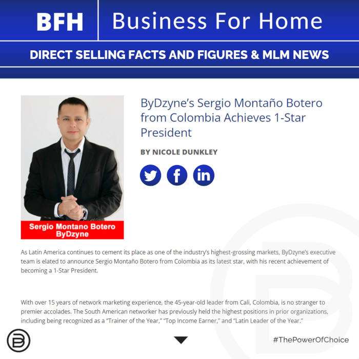 BFH: ByDzyne’s Sergio Montaño Botero from Colombia Achieves 1-Star President
