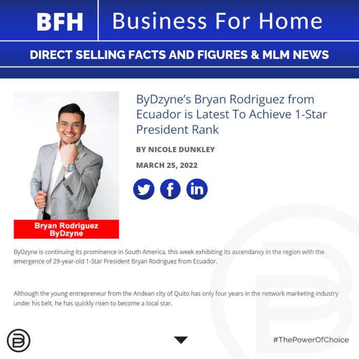 BFH: ByDzyne’s Bryan Rodriguez from Ecuador is Latest To Achieve 1-Star President Rank