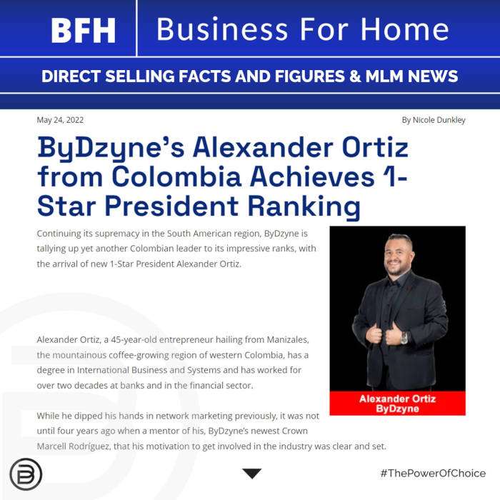 ByDzyne’s Alexander Ortiz from Colombia Achieves 1-Star President Ranking