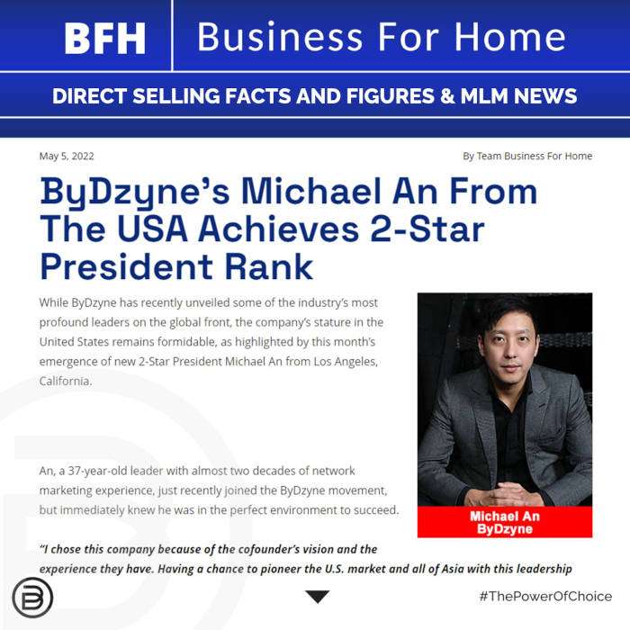BFH: ByDzyne’s Michael An From The USA Achieves 2-Star President Rank