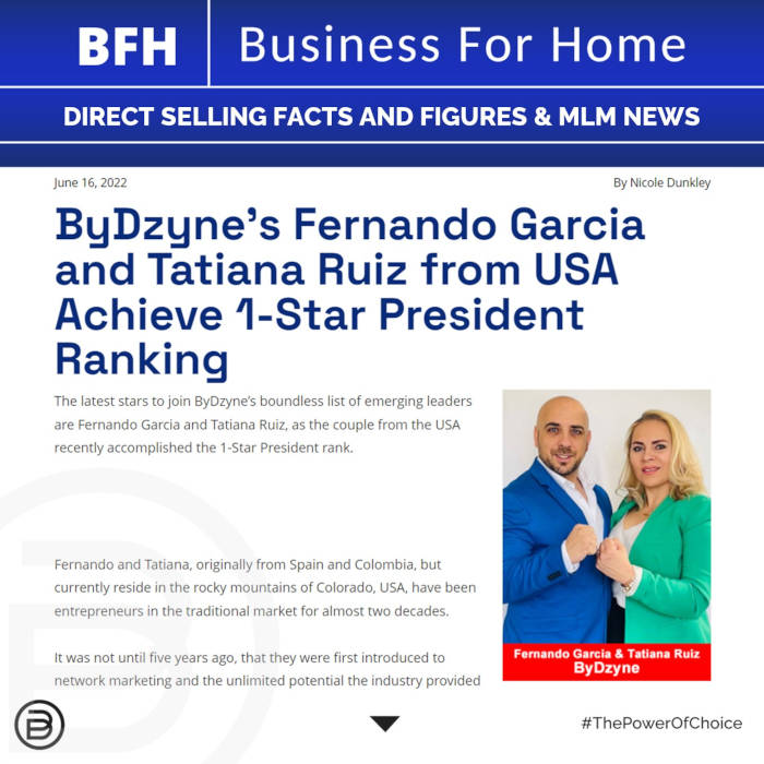 BFH: ByDzyne’s Fernando Garcia and Tatiana Ruiz from USA Achieve 1-Star President Ranking