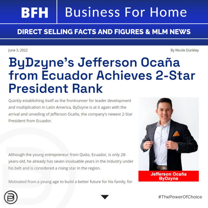 BFH: ByDzyne’s Jefferson Ocaña from Ecuador Achieves 2-Star President Rank