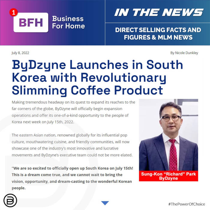 BFH: ByDzyne Launches in South Korea with Revolutionary Slimming Coffee Product
