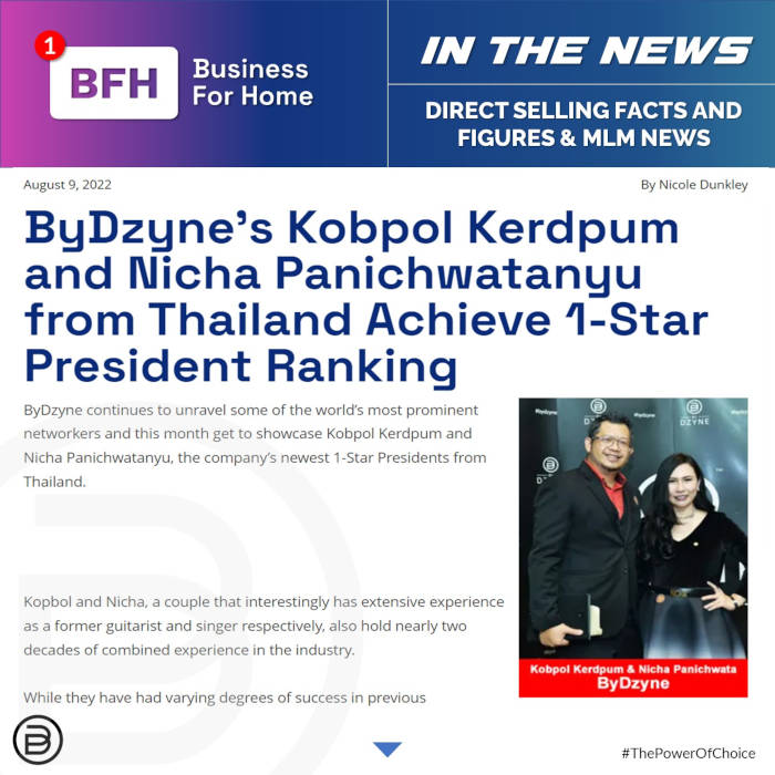 BFH: ByDzyne’s Kobpol Kerdpum and Nicha Panichwatanyu from Thailand Achieve 1-Star President Ranking
