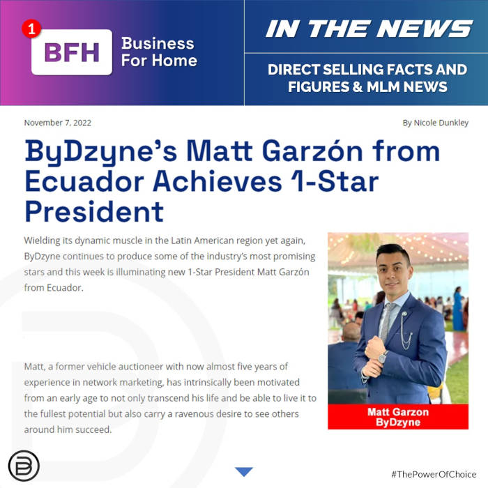 BFH: ByDzyne’s Matt Garzon from Ecuador Achieves 1-Star President