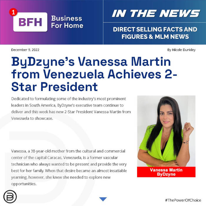 BFH: ByDzyne’s Vanessa Martin from Venezuela Achieves 2 Star President