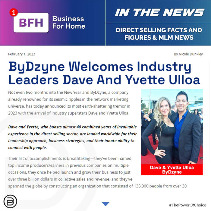 BFH: ByDzyne Welcomes Industry Leaders Dave and Yvette Ulloa